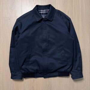 Vintage Burberrys Nova Plaid Lining Harrington Jacket Mens 40R Large Navy Blue